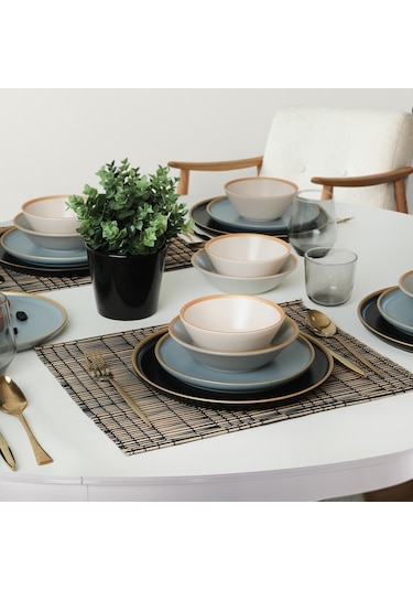 Keramika Safir Gri Yemek Takımı 6 Kişilik 24 Parça 624-995