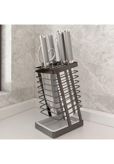 Siyah 304 Paslanmaz Çelik Mutfak Bıçağı Tutucusu, Mutfak Bıçağı Tutucusu, Depolama Rafı, Ev Drenaj Tezgahı, Sebze Bıçağı Tutucusu, Depolama Rafı
