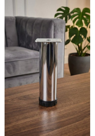 Metal Mobilya Ayağı Düz Krom Kaplamalı Orta Ayak 15 Cm 2 Adet Krom