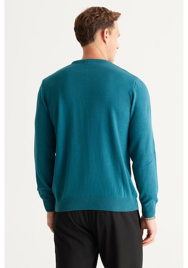 Altinyildiz Classics Erkek Petrol Standart Fit Normal Kesim Bisiklet Yaka Triko 4A4923100001PETS Petrol