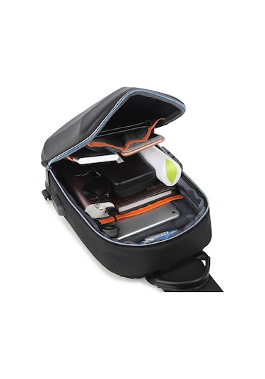 Agoodshop Büyük Kapsiteli Şarj Girişli Su Geçirmez Çapraz Askılı Omuz Çantası - Mavi Lacivert