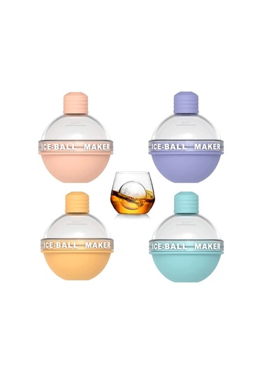 Moveevo 4 Adet Silikon Buz Topu Kalıbı - 6.35 Cm Büyük Buzlar, Kolay Çıkarma, Gıda Grubu Materyal, Whiskey Ve Kokteyller İçin Diğer