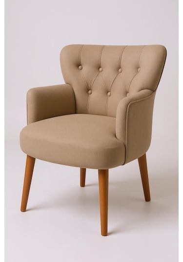 Roma Berjer - Modern Tekli Koltuk - Babyface Kumaş - Vizon