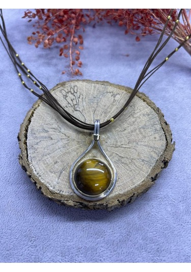 Nsa Gümüş Kaplan Gözü Taşı 925 Ayar Doğal Taş El İşi Gümüş Set