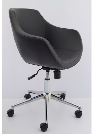 Ultra Siyah Deri Ofis Çalışma Sandalyesi