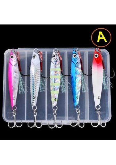 Tongxida 5 Adet Metal Jig Kaykik Seti 7g-40g Kiyı Atma Levrek Yem A 14g Renk: Mavi Gökkuşağı
