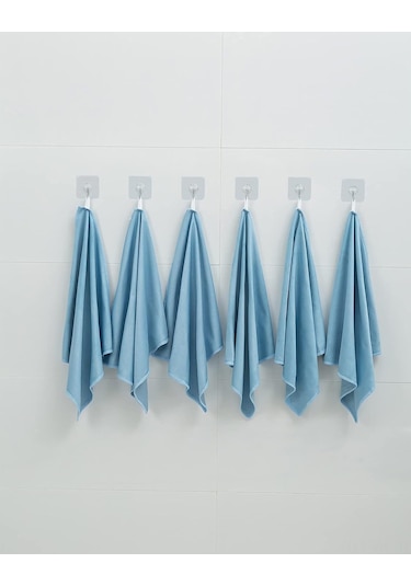 Vkemall 6 Adet Mikrofiber Cam Temizleme Bezi - Izsiz & Tüyü Olmayan, 40x40 Cm, Yıkama Makinesine Uygun, Ayna-pencere-ekran İçin Emici Mavi