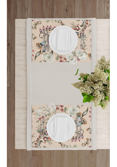 The Mia Flower- 2 Amerikan Servis 6 Lı  Set - 50 x 35 Cm Çok Renkli