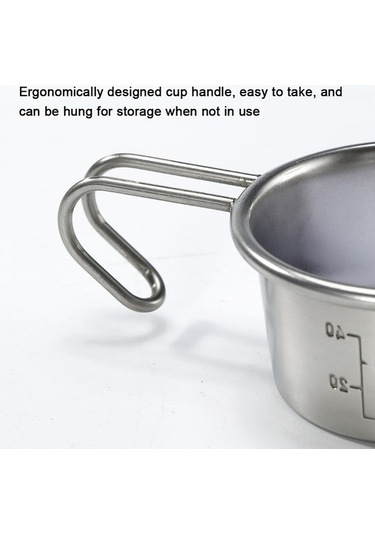 Fastbuy 304 Paslanmaz Çelik Kamp Ölçü Bardağı, Hafif, Katlanabilir, Çok Amaçlı, 112 Karakter Gümüş Renk, 112cc Gümüş