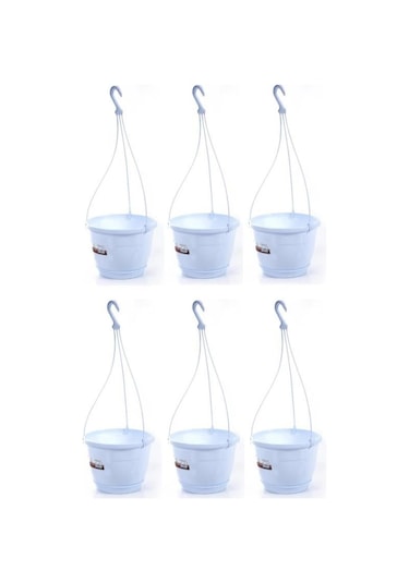 Omnipazar So-sm02 Safir Makrome Askılı Balkon Saksı 3.4 Lt Beyaz 6 Adet