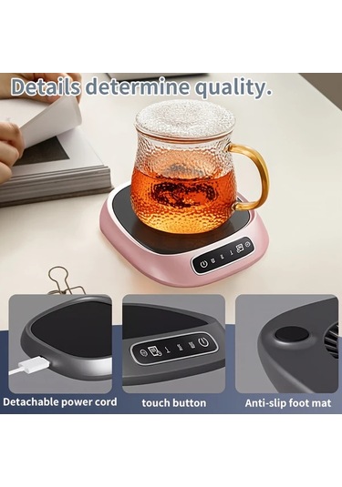Willowhaven Pembe Mommed Akıllı Dokunmatik 3 Kademeli Usb Isıtıcılı Bardak Altlığı