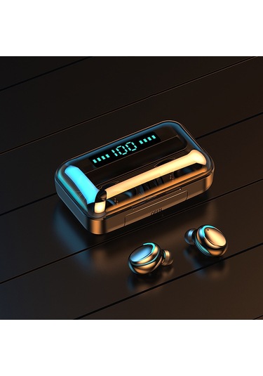 Qingmipy Siyah F9-5c Tws Bluetooth 5.0 Kulak İçi Kulaklık, Spor İçin Tasarlanmış, Akıllı Dokunmatik Kontrol, 1200mah Büyük Kapasiteli Şarj Kutusu İle 4-5 Saat Çalma Süresi