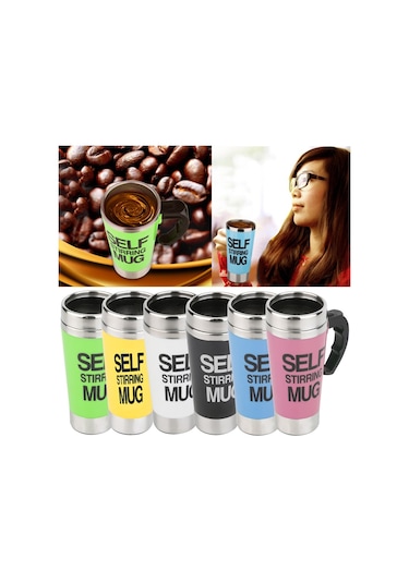 Cbtx Fx-589 400ml 304 Paslanmaz Çelik Otomatik Karıştırmalı Kahve Fincanı Kırmızı