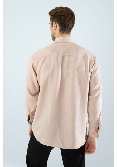 Rahat Kesim Keten Dokulu Gömlek Vizon