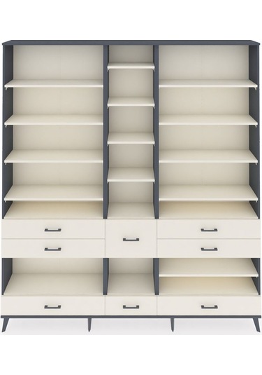 Arges Dolap 19 Raflı 8 Çekmeceli 220x30x243 Antrasit-aytaşı/aytaşı Aytası/aytası