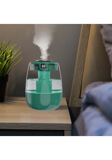 Vkemall J10 Yeşil Rgb Işık Usb Nemlendirici, Çift Fıçya, Büyük Buhar, Sayısal Ekran, Ev Ofis Kullanımı