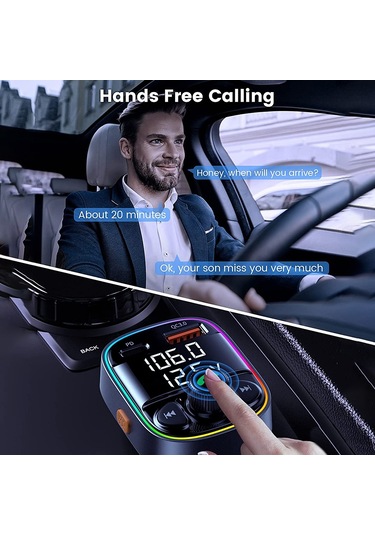 C87b Pd Qc3.0 Hızlı Şarj Cihazı Bluetooth 5.0 Fm Verici Eller Serbest Mp3 U Disk Araba Müzik Çalar Kiti