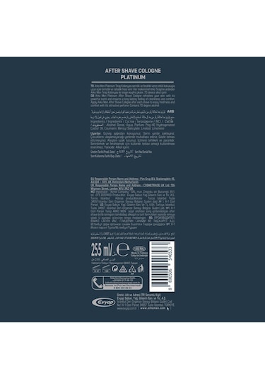 Arko Men Platinum Tıraş Sonrası Kolonya 4 x 255 ML