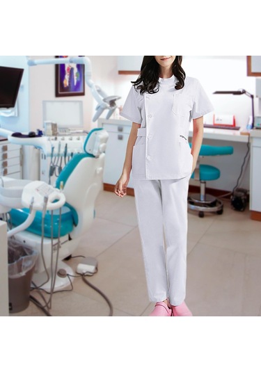 Suntek Hemşire Üniformaları Evcil Hayvan Bakımı Beyaz-s