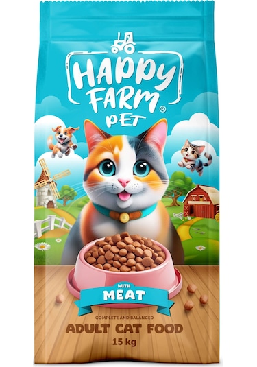 Happy Farm Etli Kedi Maması 15kg