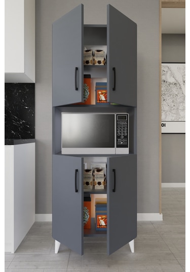 Hobbie Mikrodalga Mutfak Dolabı Antrasit Antrasit