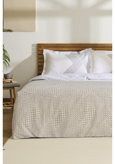 Kaşmir Home Flavo %100 Pamuk Çift Kişilik Nevresim Takımı Gri Gri