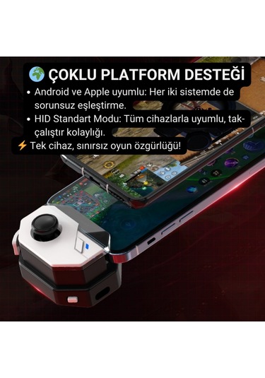 Polham Profesyonel Mobil Oyun Joystick İos & Android Uyumlu, Oyun Kontrol Cihazı, Tak-çalıştır