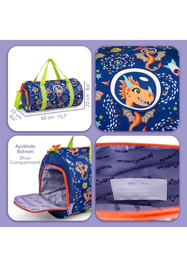 Milk&moo Ponix Çocuk Spor Çantası Ayakkabı Bölmeli Ayarlanabilir Askılı