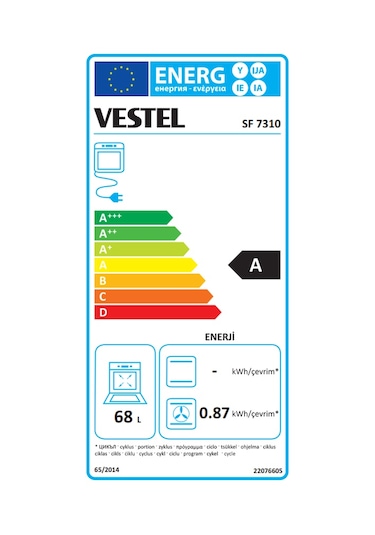 Vestel SF 7310 65 LT Ocaklı Solo Fırın (2020)