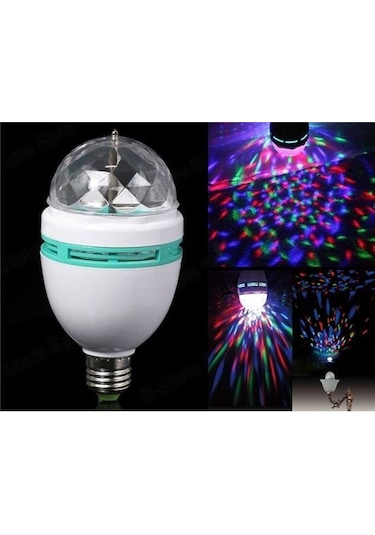 Döner Başlıklı Renkli Disko Dekoratif Ampul Priz Aparatı Hediyeli Çok Renkli