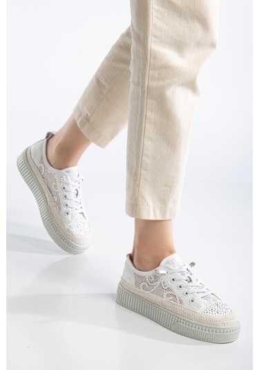 Suins Montero Model File Dantel Detaylı Kadın Spor Ayakkabı Sneaker Beyaz