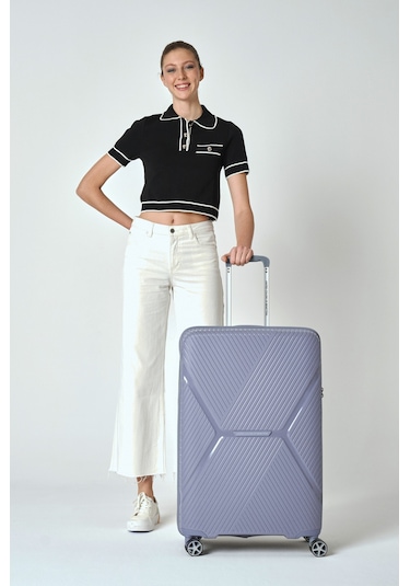 Benetton Büyük Boy %100 Polipropilen Valiz Gri Bnt3000