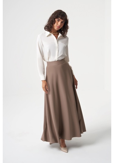 Basic Kloş Bej Etek 001