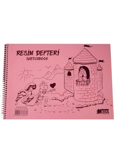 Sim 25x35 Spiralli Plastik Kapak 25 Yaprak Resim Defteri 12 Adet