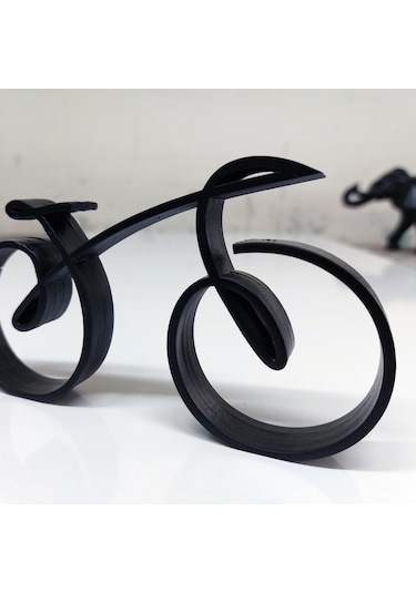 Cajuart Ahşap Dekoratif Minyatür Çizgisel Bisiklet Masa Raf Dekoru Süs Hediye