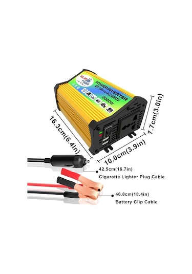 Sones Legend I Nesil Dc12v'den Ac220v 3000w Araç Güç Çeviricisine Sarı