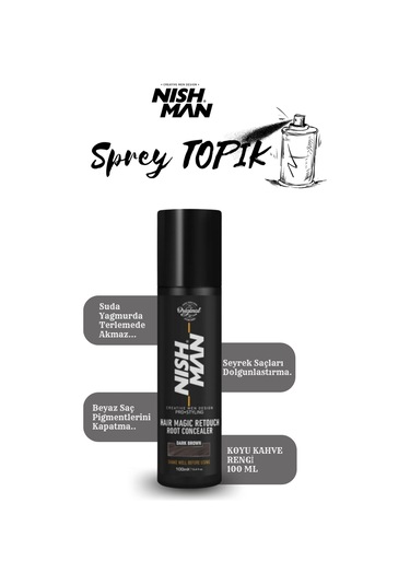 Nish Man Saç Dolgunlaştırıcı ve Seyrek Kapatıcı Root Touch Up Sprey 100 ML