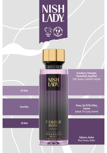 Nishlady L'amour Rose Body Mist Vegan Vücut Spreyi 260 ML