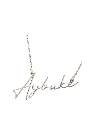 Zümrüt Sarraf 14 Ayar Beyaz Altın Isimli Bayan Kolye Kişiye Özel