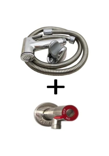 Melekyapı Krom Taharat Matik + İnox Taharat Musluğu Krom