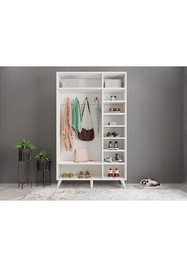 Monere Membran 3 Kapaklı Portmanto Montaj Dahil Beyaz 105 Cm