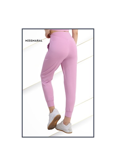 Yüksek Bel Jogger Tayt Rahat Kalıp Çift Yan Cepli Spor Görünüm Trend Jogger Lila Rengi 106103 Lila