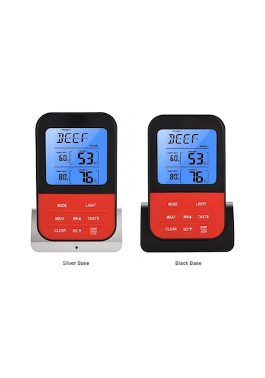 Sones Çift Prob Sensörlü Zamanlayıcılı Lcd Dijital Gıda Termometresi Siyah