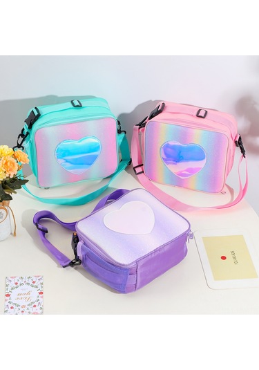 Moveevo Pembe Renkli Isı Saklama Sandviç Çantası - Güneş Işığı Desenli, Hafif, Tek Askılı Piknik & Öğle Yemeği Çantası Çok Renkli