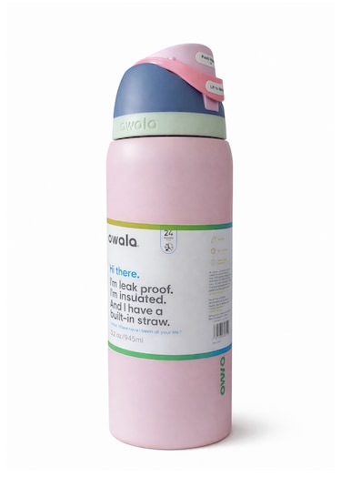 Owala 32 Oz 946 Ml Freesip Çift Katmanlı Paslanmaz Çelik Termos Kilitli Kapak Açık Pembe