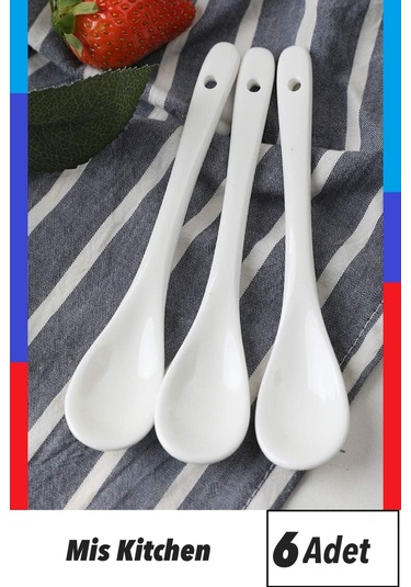 Mis Kitchen 6 Adet Porselen Çay, Reçel & Tatlı, Şeker Kaşığı