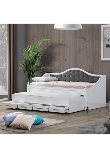 Yavrulu Yatak, Eymen Antrasit Gri Yavrulu Karyola+2 Comfort Yatak