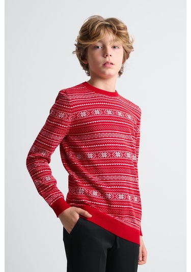 Alexandergardı Bisiklet Yaka Çocuk Triko Kazak C23-7103 Kırmızı