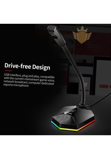 Didadodo Usb Oyun Mikrofonu - Rgb Led Aydınlatmalı, Gürültü Önleyici, 360 Ses Alma, Ayarlanabilir Metal Boyunlu