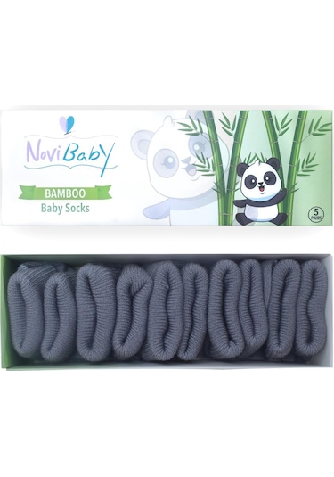 Novibaby 5'li Bambu Yenidoğan Bebek Çorabı I Cloud I 0-6 ay "Karışık Renkli"